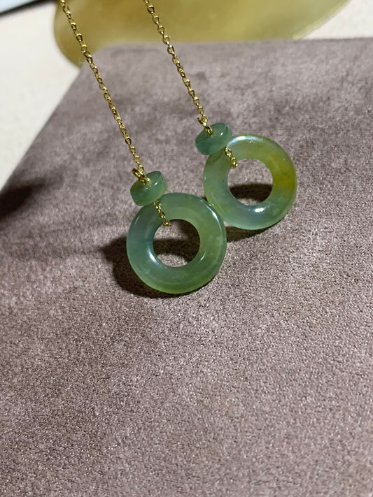 Jadeite Earring 天然冰藍厎带黃翡翠耳飾 (JE220)