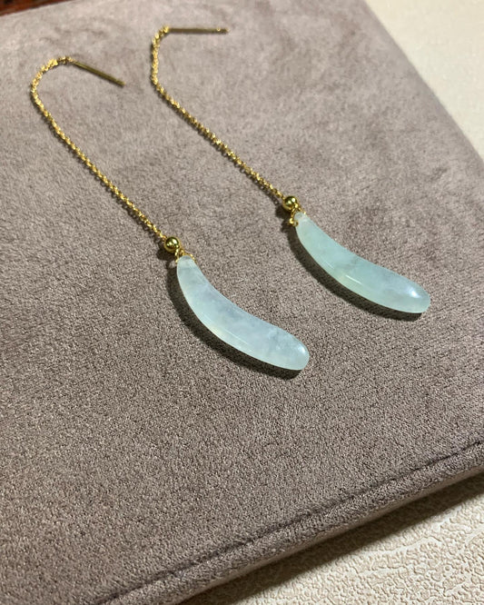 Jadeite Earring ｜天然冰淡綠翡翠耳飾 (JE230)