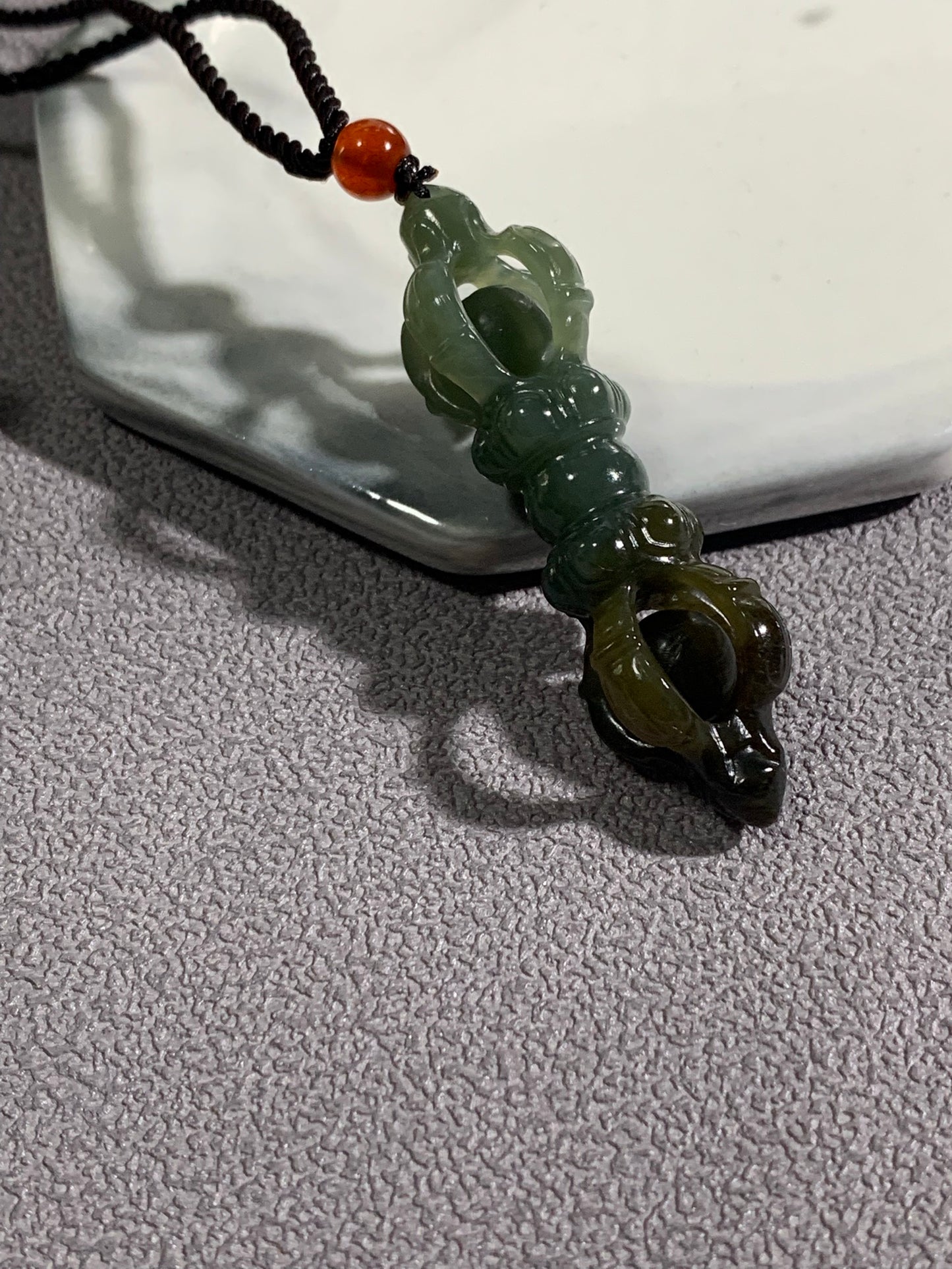 Natural Nephrite Jade Copper demon subduing pestle Pendant  ｜天然和田玉 降魔金剛杵 吊墜(NJP0130)