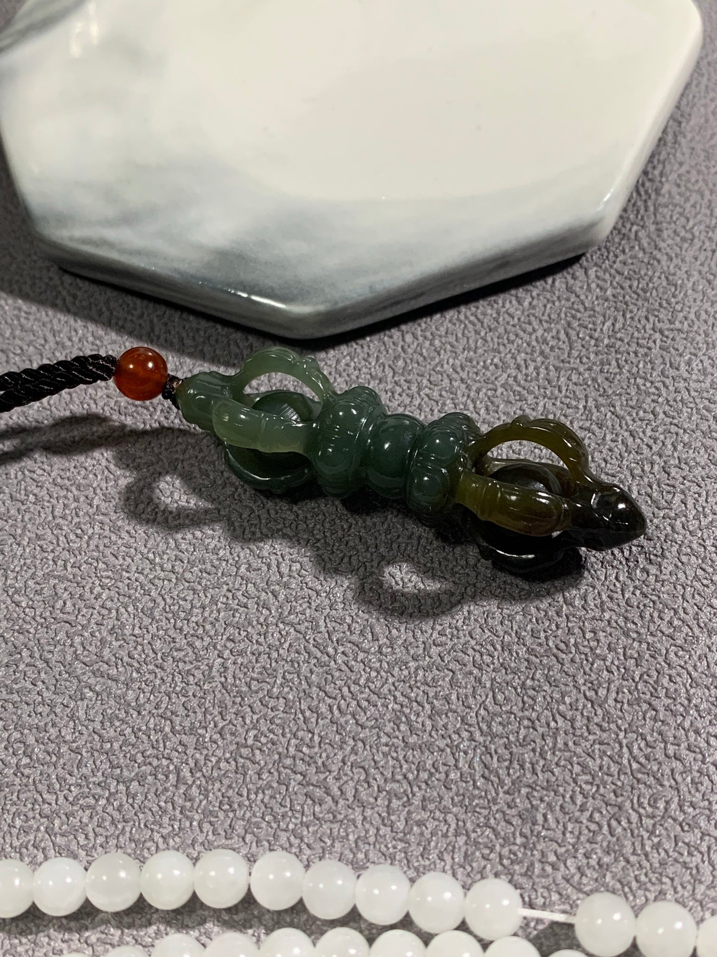 Natural Nephrite Jade Copper demon subduing pestle Pendant  ｜天然和田玉 降魔金剛杵 吊墜(NJP0130)