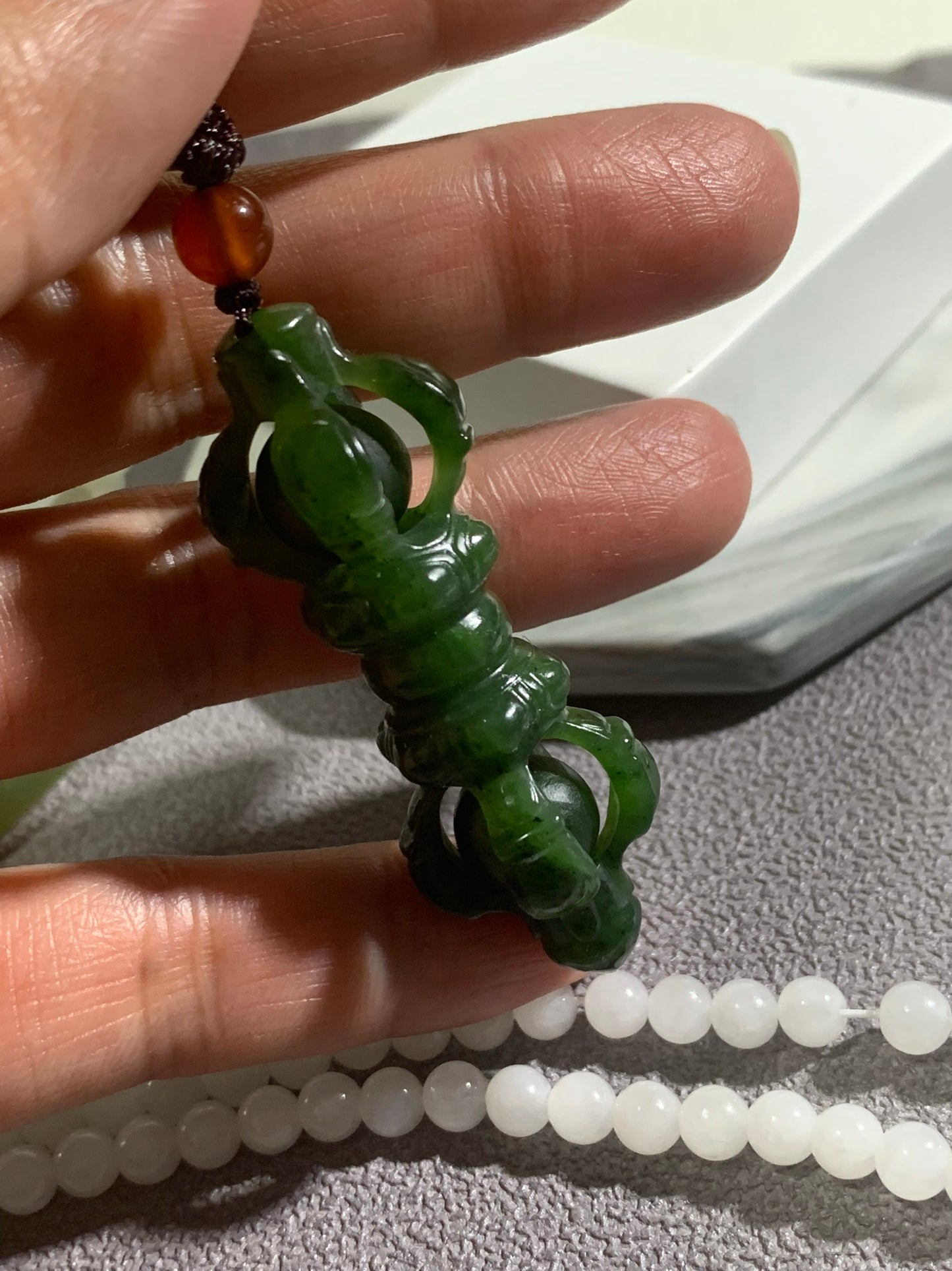 Natural Nephrite Jade Copper demon subduing pestle Pendant  ｜天然和田玉 降魔金剛杵吊墜 (NJP0129)