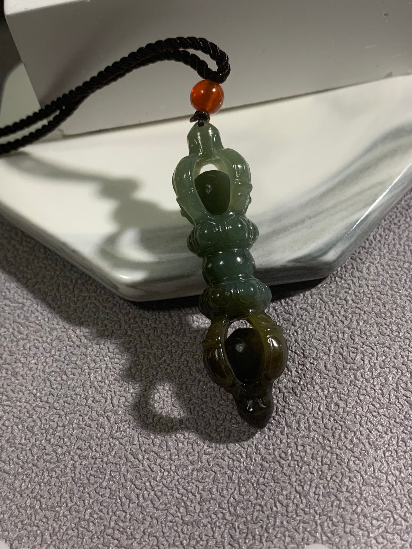 Natural Nephrite Jade Copper demon subduing pestle Pendant  ｜天然和田玉 降魔金剛杵 吊墜(NJP0130)