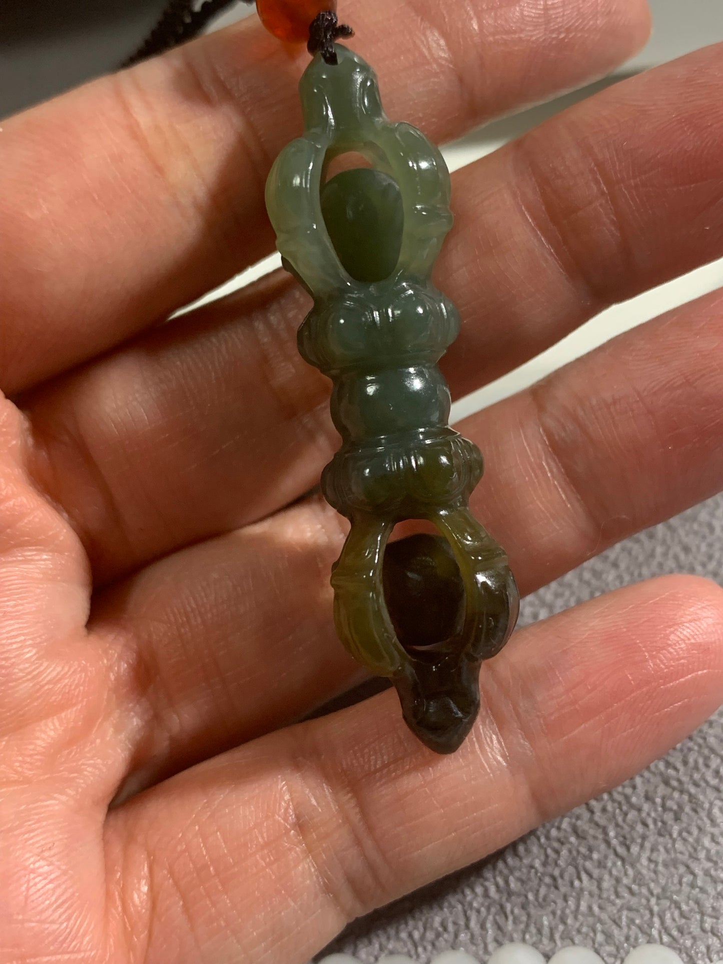 Natural Nephrite Jade Copper demon subduing pestle Pendant  ｜天然和田玉 降魔金剛杵 吊墜(NJP0130)