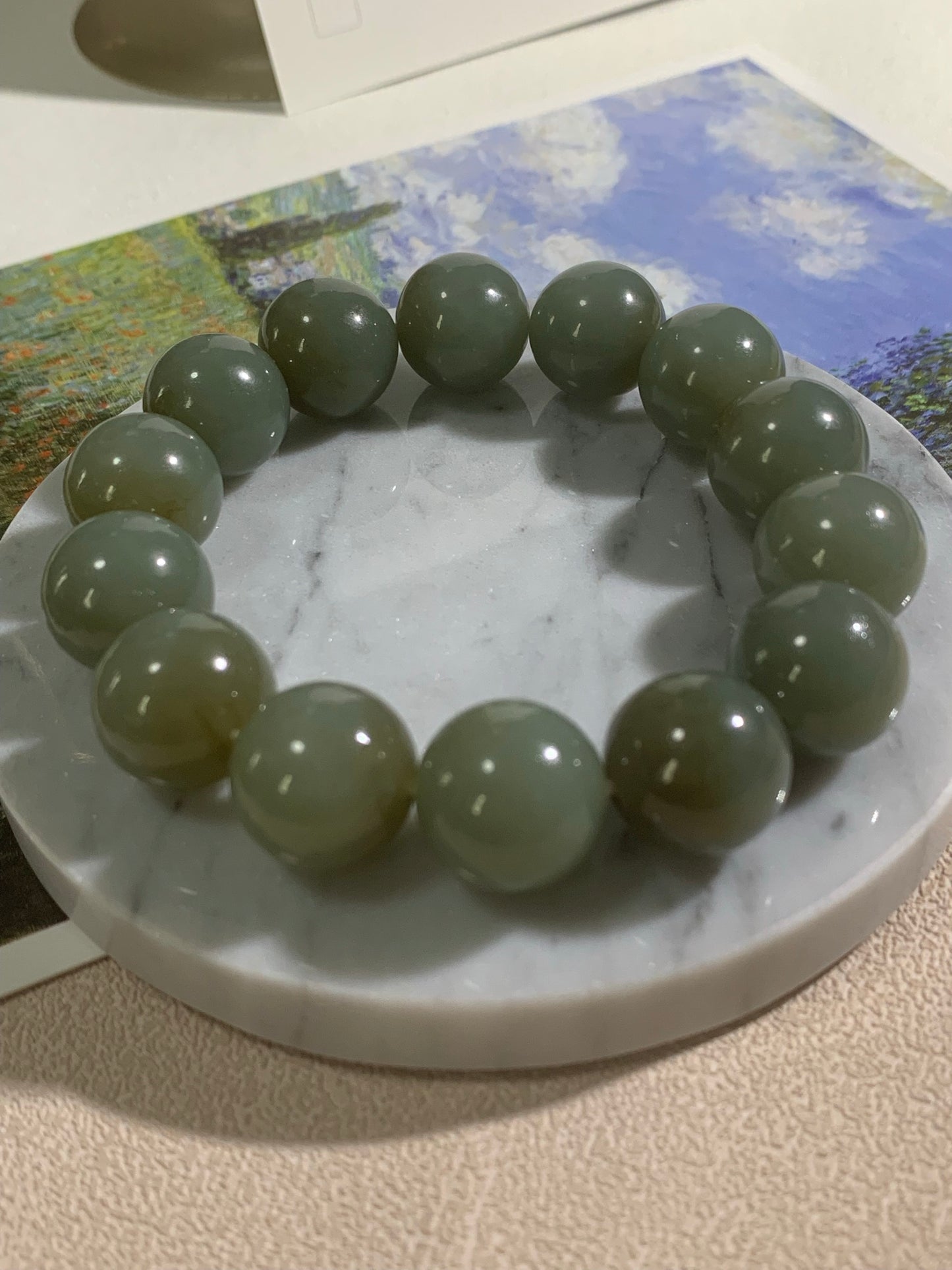 Natural Green Nephrite Jade Bracelet 天然和田玉手鏈