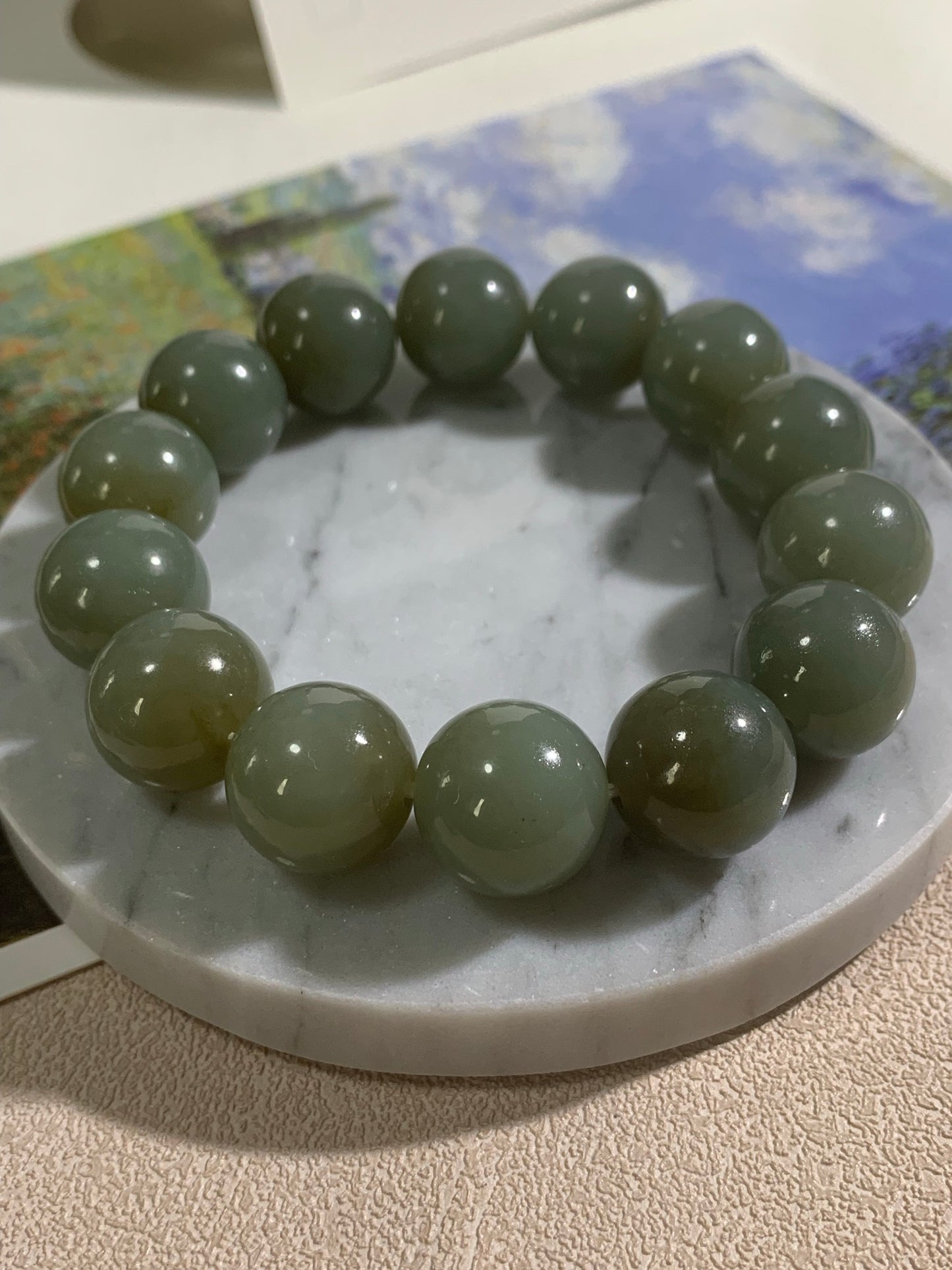 Natural Green Nephrite Jade Bracelet 天然和田玉手鏈