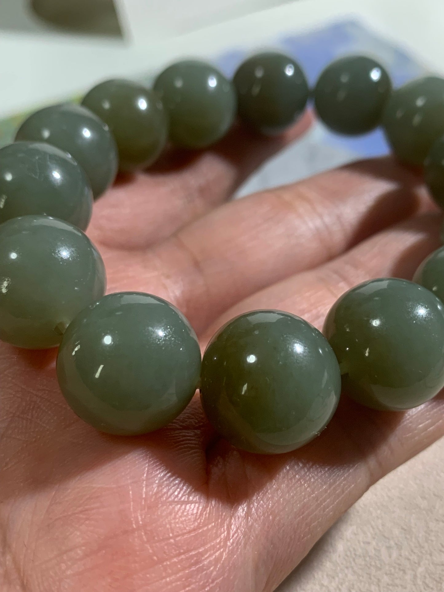 Natural Green Nephrite Jade Bracelet 天然和田玉手鏈