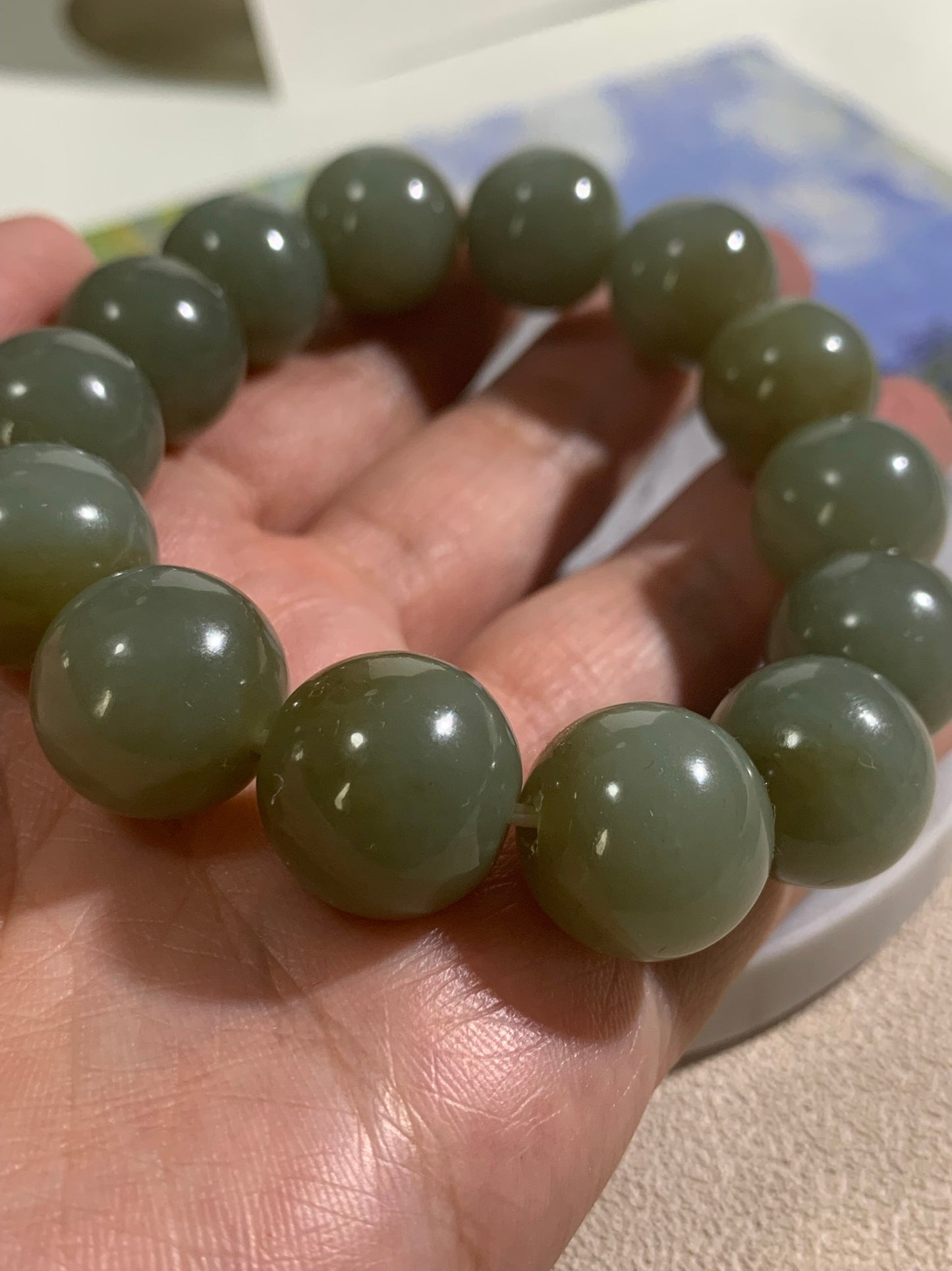 Natural Green Nephrite Jade Bracelet 天然和田玉手鏈