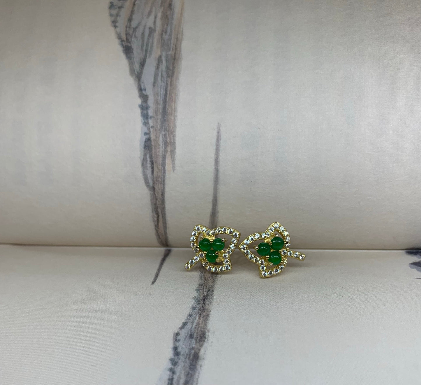 Jadeite Earring 天然綠葉型翡翠耳飾 (JE200)