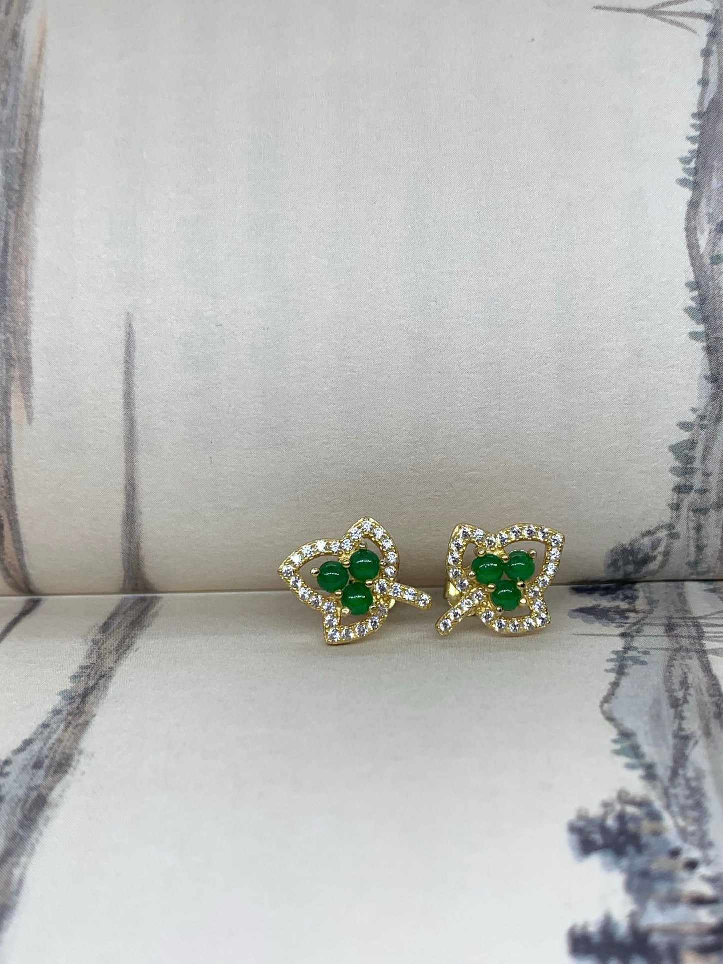 Jadeite Earring 天然綠葉型翡翠耳飾 (JE200)