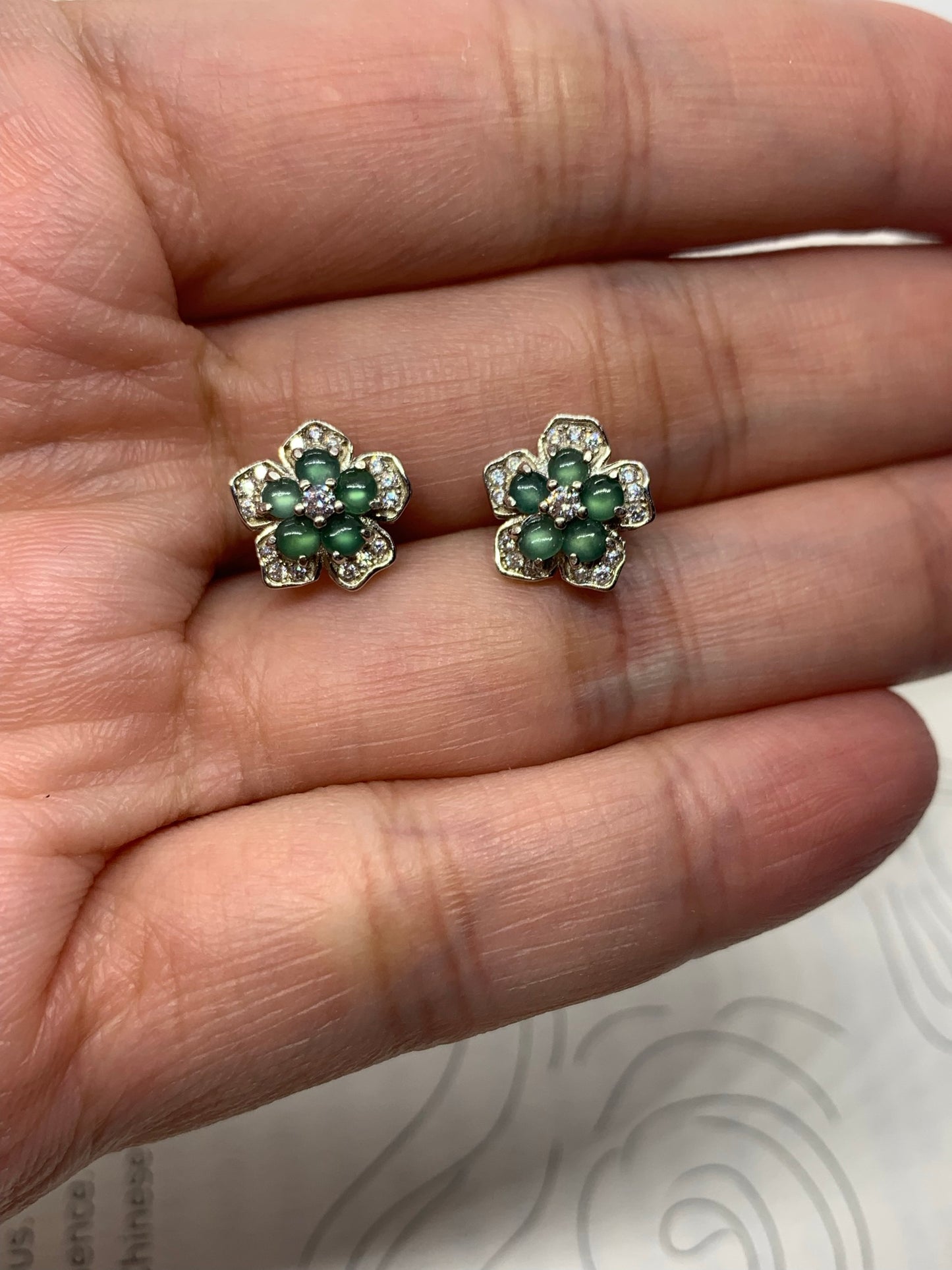 Jadeite Flower Earring ｜天然藍冰翡翠花型耳飾 (JE150)