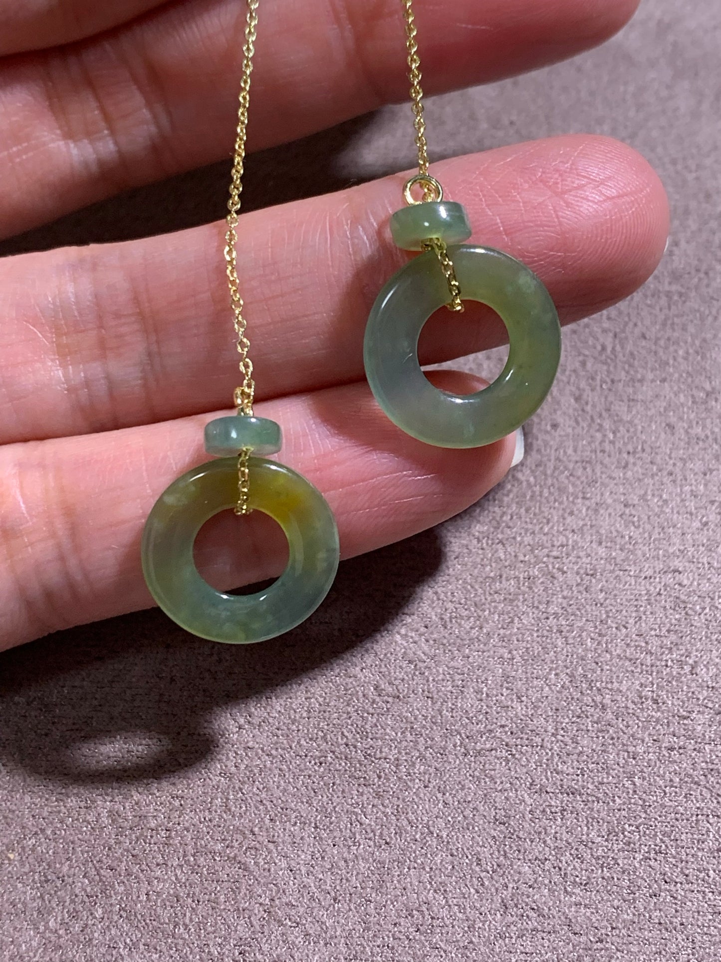 Jadeite Earring 天然冰藍厎带黃翡翠耳飾 (JE220)