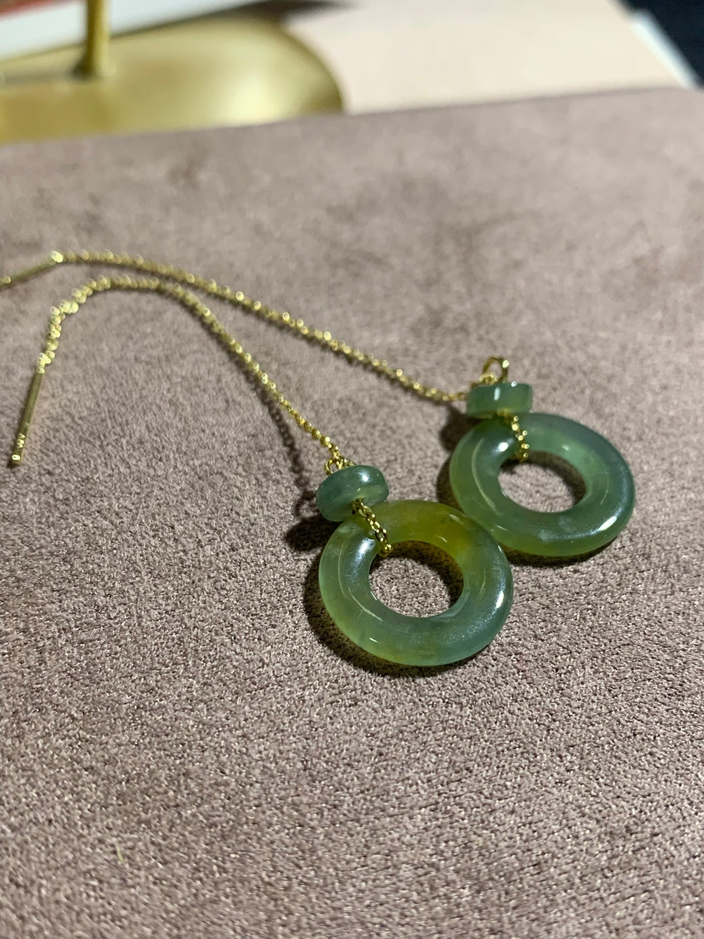 Jadeite Earring 天然冰藍厎带黃翡翠耳飾 (JE220)