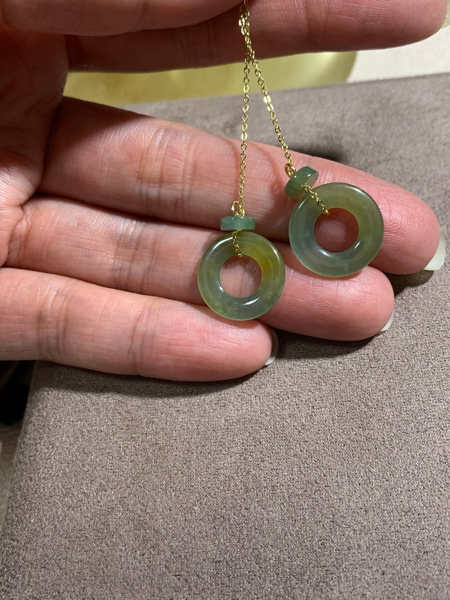 Jadeite Earring 天然冰藍厎带黃翡翠耳飾 (JE220)