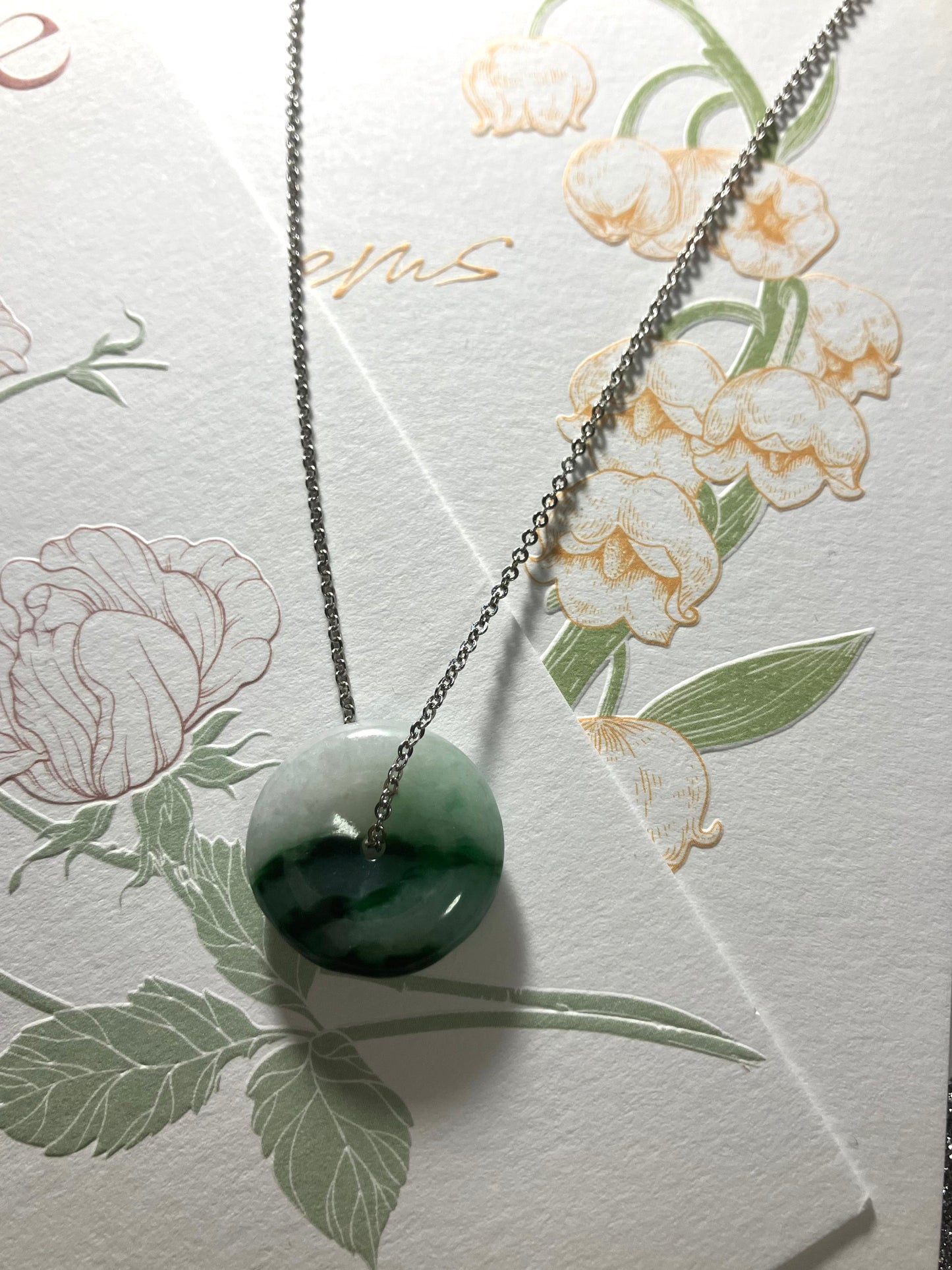 Jadeite Donut  Pendant ｜天然翡翠 飄花平安扣吊墜 (JNB00341