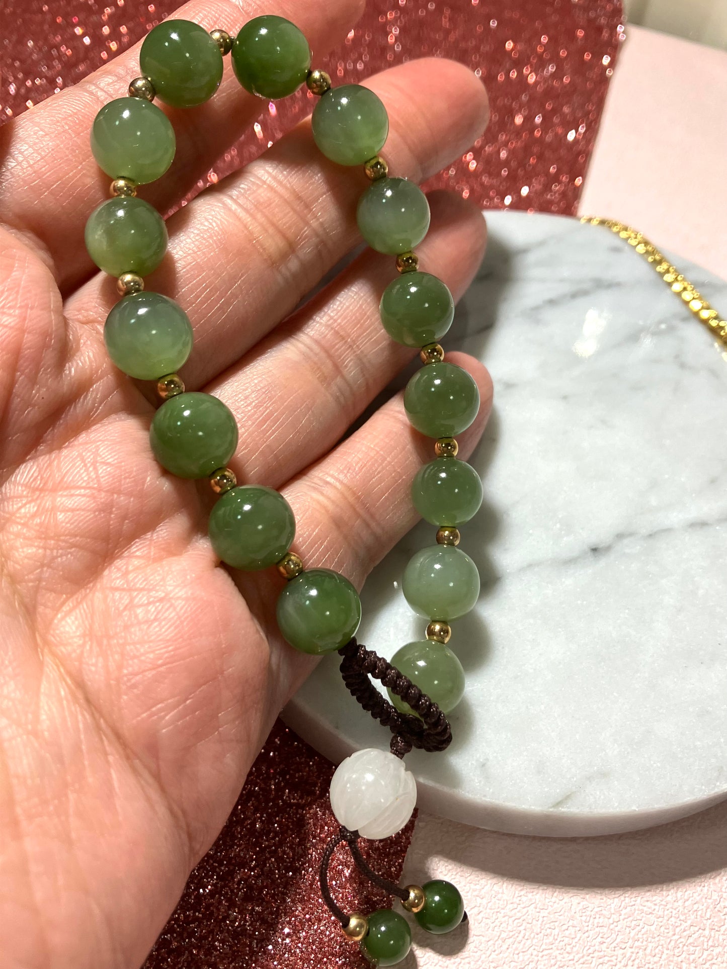 Natural Nephrite Jade Bracelet天然和田玉手鏈(NJ B156）