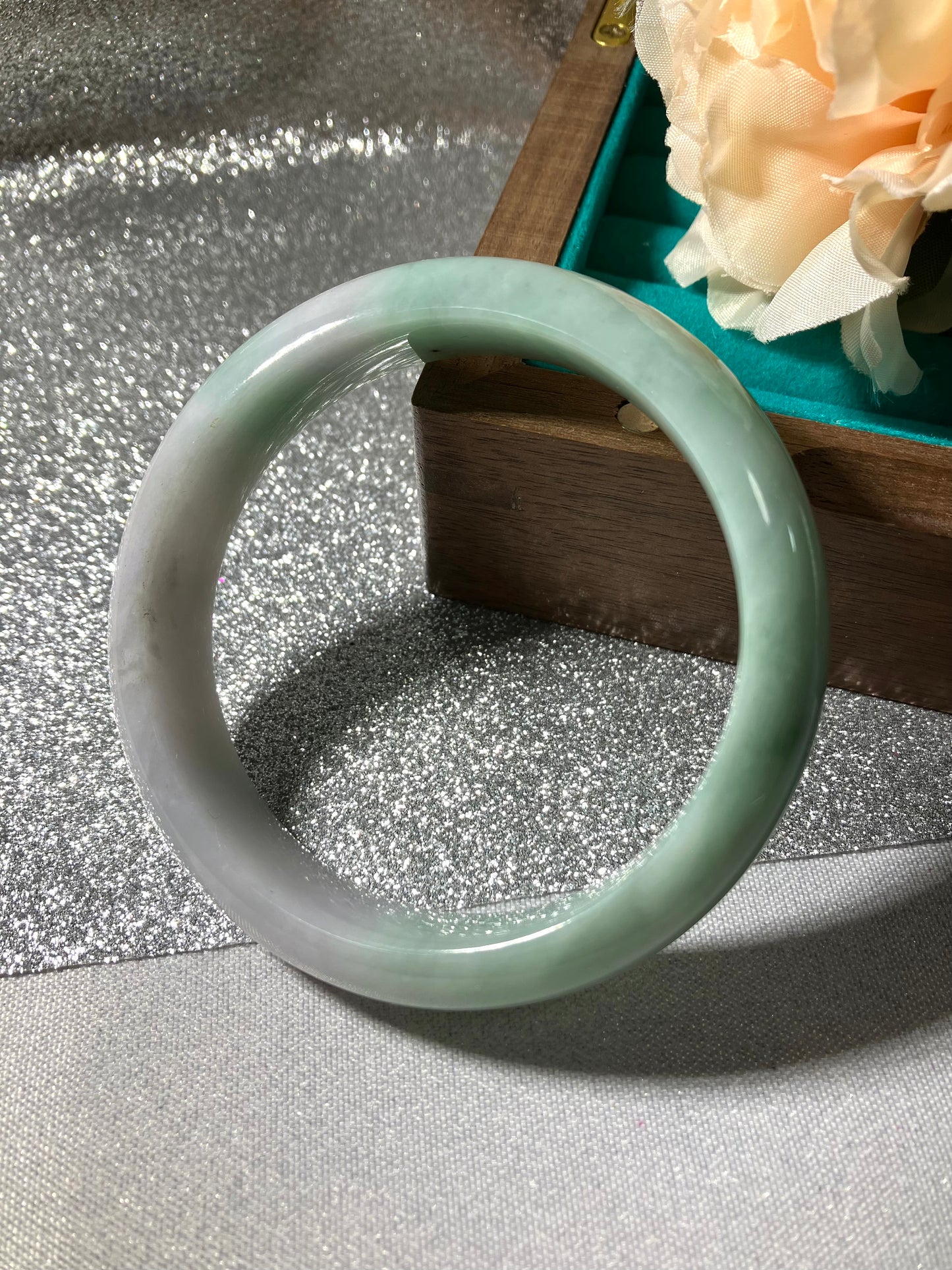 Jadeite Bangle Jadeite Jadeite Bangle with Floating Flowers (60mm)(JB000689)