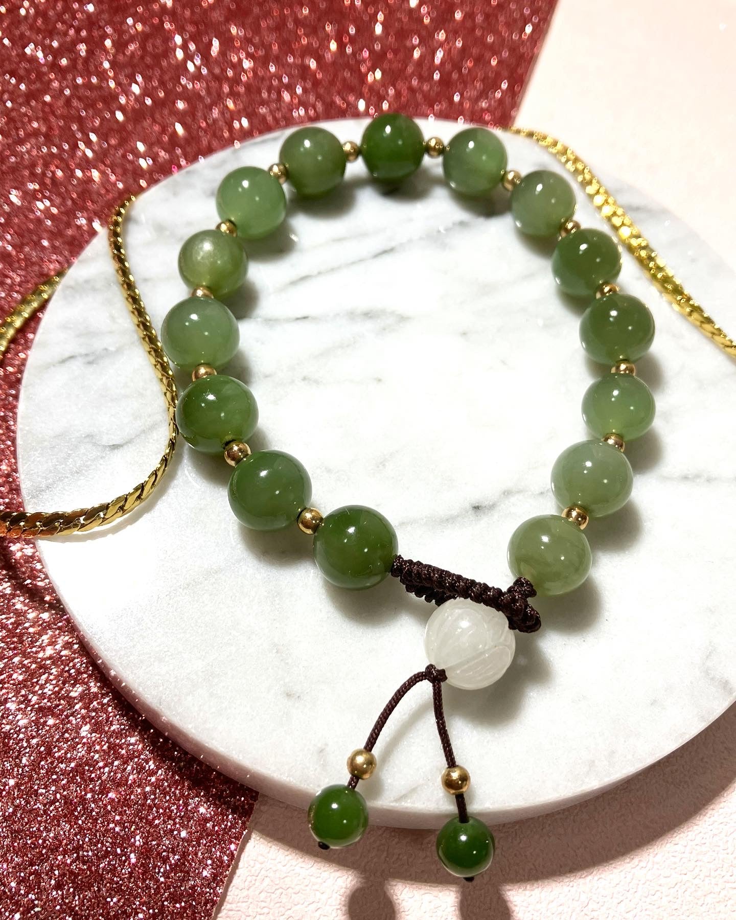 Natural Nephrite Jade Bracelet天然和田玉手鏈(NJ B156）