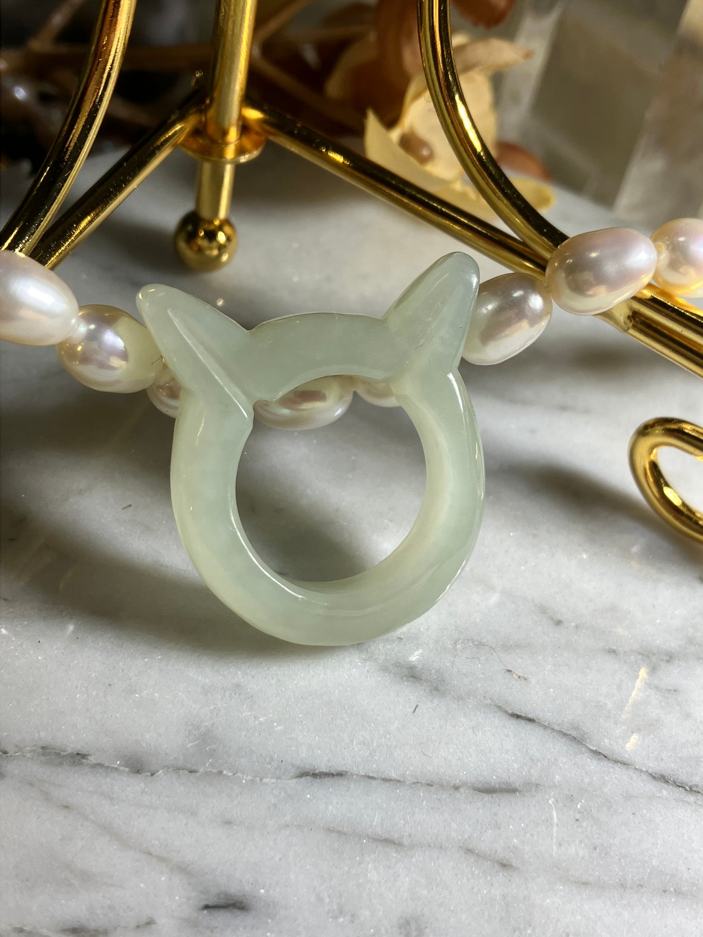 Natural Nephrite Jade Ring 天然和田玉戒圈(NJR009)）