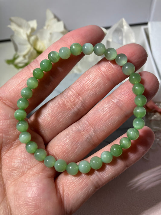 Natural Nephrite Jade Bracelet天然和田碧玉手鏈(NJ B169)