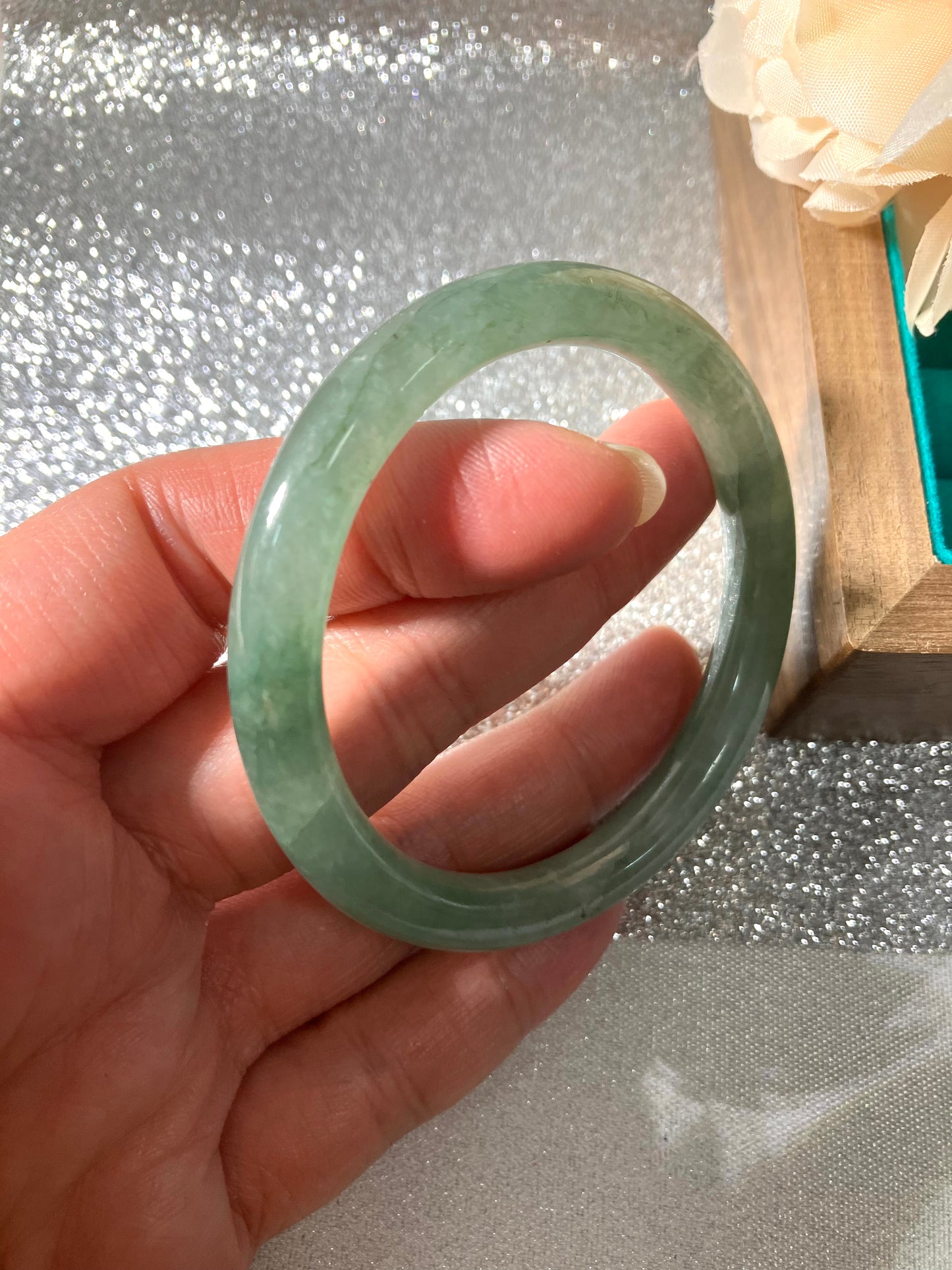 Jadeite Bangle Jadeite Jadeite Bangle with Floating Flowers (60mm)(JB000689)