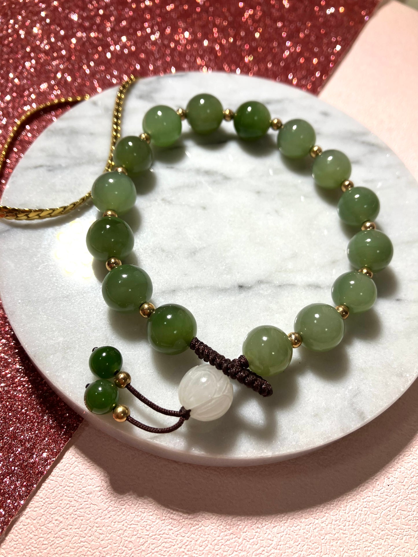 Natural Nephrite Jade Bracelet天然和田玉手鏈(NJ B156）