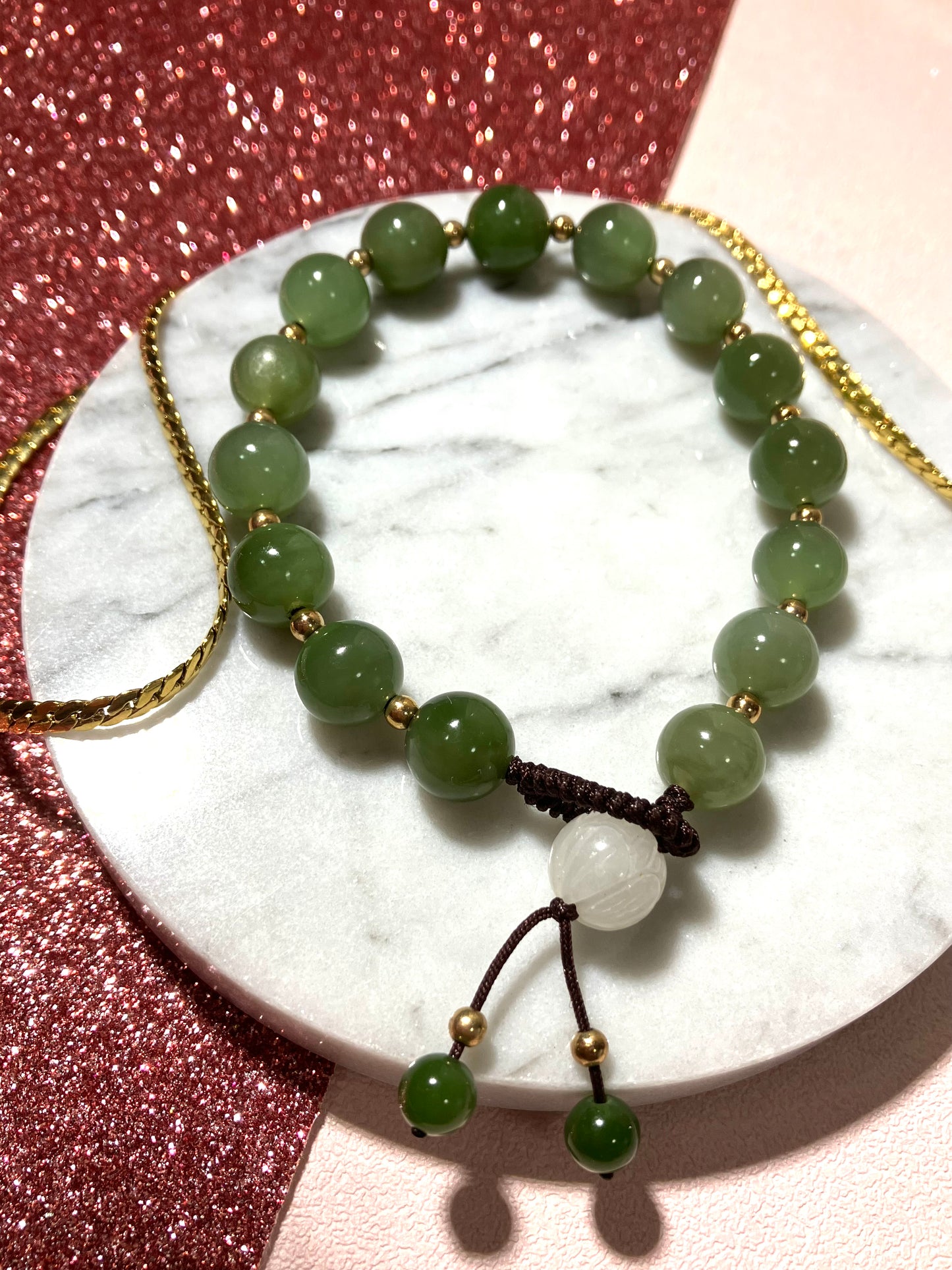 Natural Nephrite Jade Bracelet天然和田玉手鏈(NJ B156）