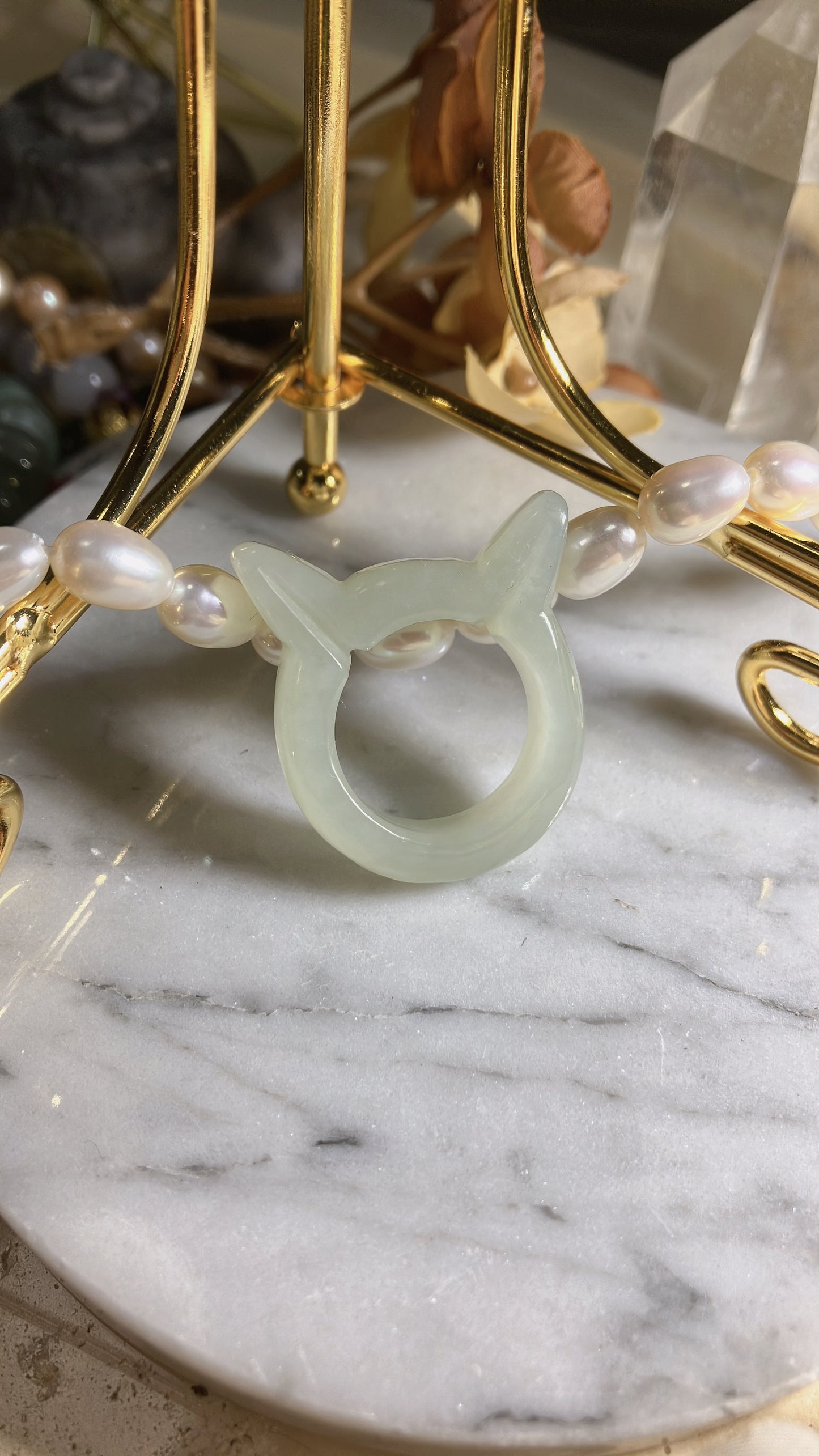 Natural Nephrite Jade Ring 天然和田玉戒圈(NJR009)）