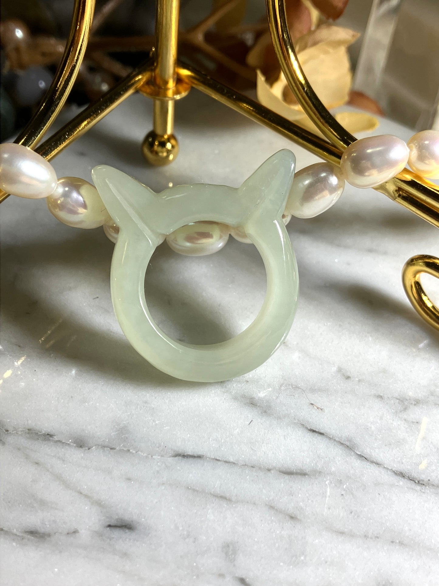 Natural Nephrite Jade Ring 天然和田玉戒圈(NJR009)）