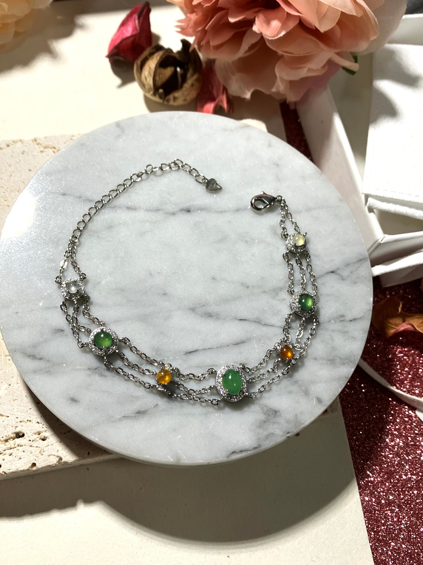 Jadeite Bracelet｜天然冰透翡翠手鏈 (JS0128))