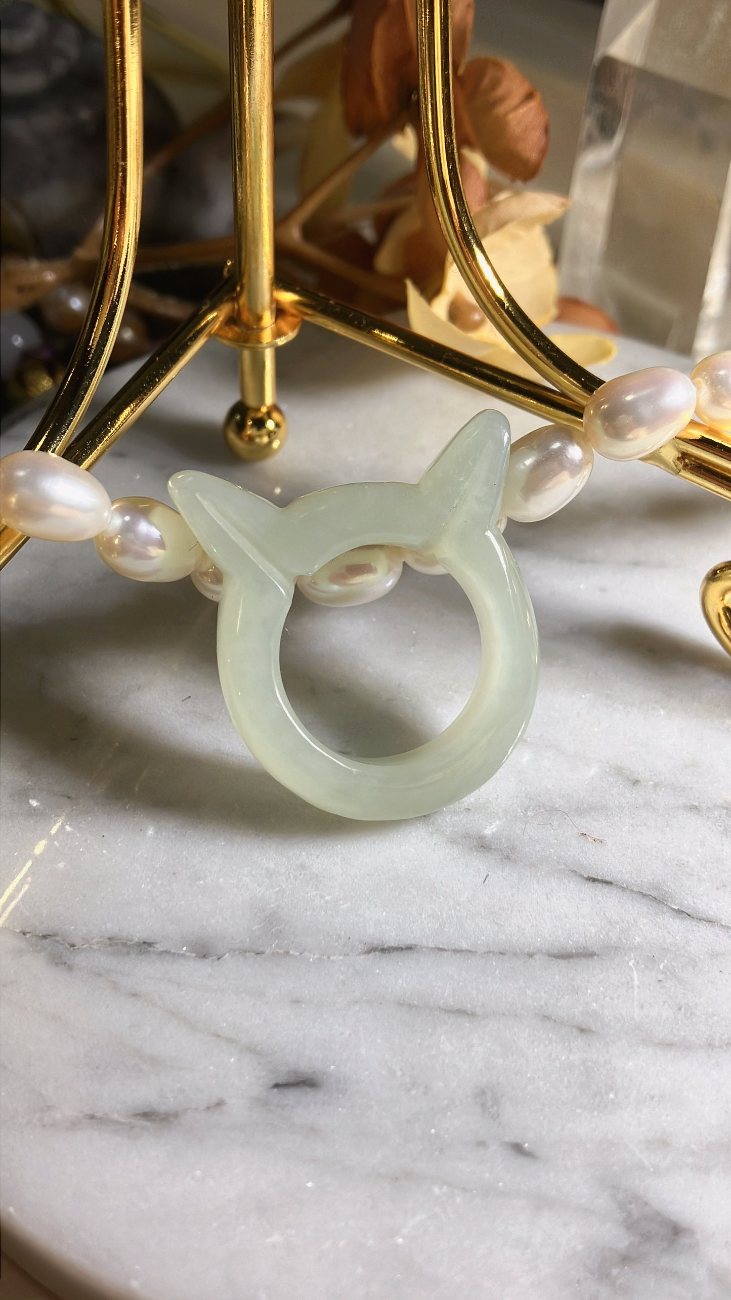 Natural Nephrite Jade Ring 天然和田玉戒圈(NJR009)）