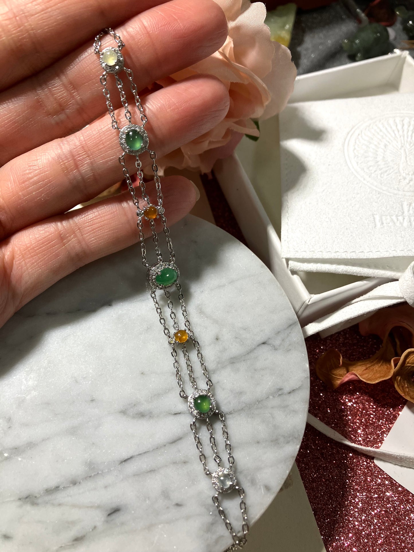 Jadeite Bracelet｜天然冰透翡翠手鏈 (JS0128))