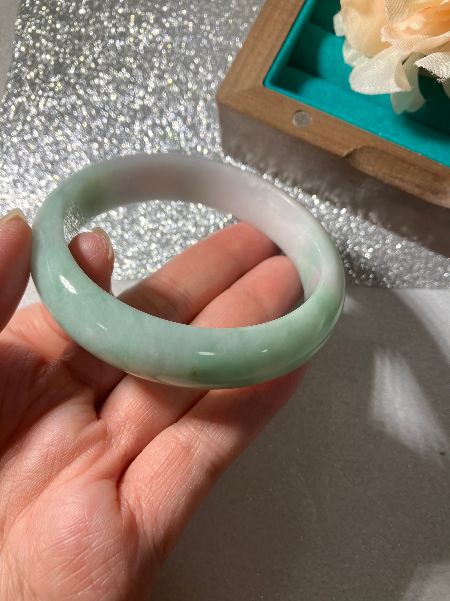 Jadeite Bangle Jadeite Jadeite Bangle with Floating Flowers (60mm)(JB000689)