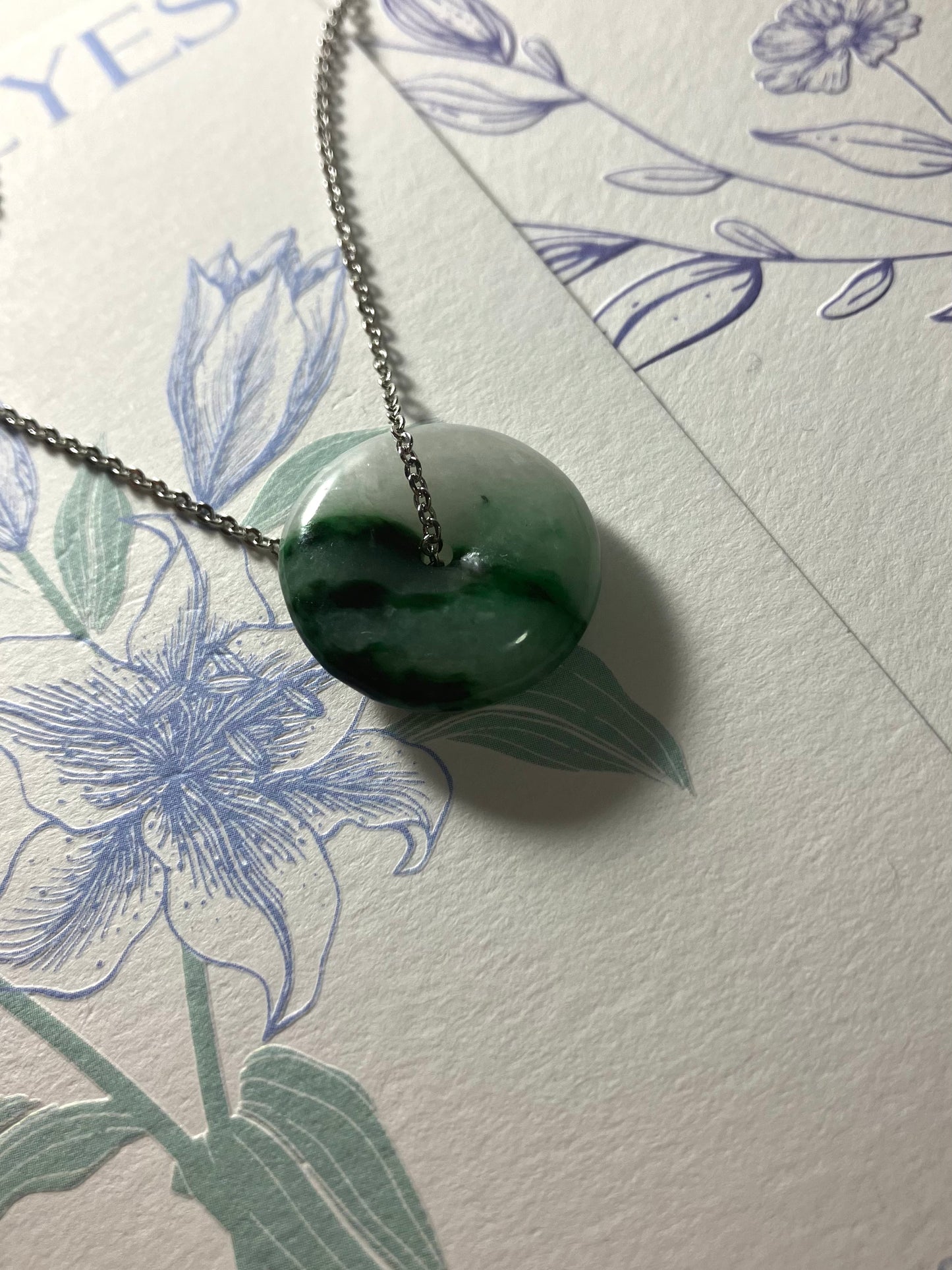 Jadeite Donut  Pendant ｜天然翡翠 飄花平安扣吊墜 (JNB00341